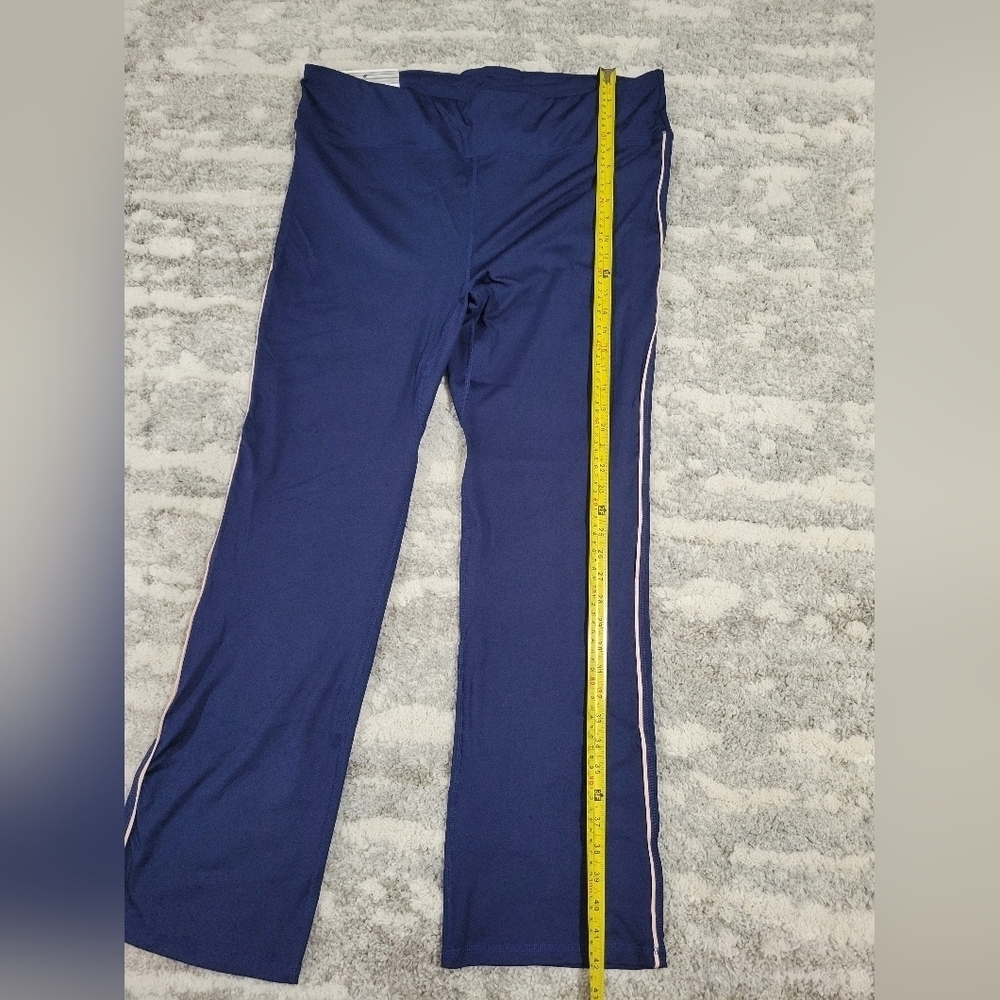 Blue Athletic Leggings with Sporty Side Stripes - Picture 7 of 7